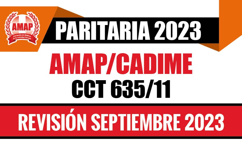 Ajuste paritario septiembre 2023 CCT 635/11 AMAP-CADIME